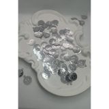 hobi dünyası evim 10 Gram Yandan Delikli Tuğralı 16 mm Oya Pulu Mendil Pulu Plastik Boncuk - Renk : Gümüş