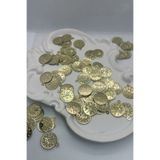 hobi dünyası evim 10 Gram Yandan Delikli Tuğralı 20 mm Oya Pulu Mendil Pulu Plastik Boncuk - Renk : Açık Gold