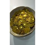 hobi dünyası evim 10 Gram Yandan Delikli Tuğralı 20mm Oya Pulu Mendil Pulu Plastik Boncuk - Renk : Gold