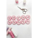hobi dünyası evim 12 Adet Kedili Düğme Bebek Yelek Hırka Düğmesi 16 mm Hello Kitty Desenli Tatlı Düğmeler - Koyu Pembe