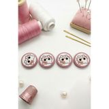 hobi dünyası evim 12 Adet Kedili Düğme Bebek Yelek Hırka Düğmesi 16 mm Hello Kitty Desenli Tatlı Düğmeler - Koyu Pudra