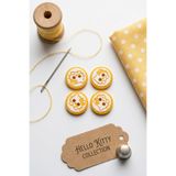 hobi dünyası evim 12 Adet Kedili Düğme Bebek Yelek Hırka Düğmesi 16 mm Hello Kitty Desenli Tatlı Düğmeler - Koyu Sarı