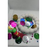 Hobi Dünyası Evim 15 Gram Karışık Renkli Yandan Delikli Güpür Takı Kumaş Süsleme Pulu Plastik Payet Pul 30 mm Boncuk