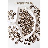 hobi dünyası evim 20 Gram 10 mm Yandan Delikli Pulsan 1.Kalite Güpür Takı Yazma Kumaş Bandana File Bere Çanta Süsleme Pulu Plastik Payet Pul Boncuk - Leopar Desenli