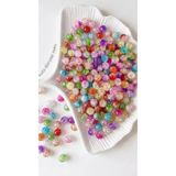 hobi dünyası evim 25 Gram 10 Mm Janjanlı Karışık Renkli Simli Görünüm Yuvarlak Plastik Boncuk Takı, Aksesuar Boncuğu (45-50 Adet)