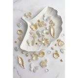 hobi dünyası evim 50 Adet Sedefli İnci Sarı Beyaz Krem Gold Set Karışık Figürlü Plastik Boncuk Charm Takı Armcuff Aksesuar Bileklik Anahtarlık Boncuğu
