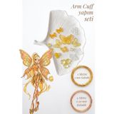 hobi dünyası evim ArmCuff Yapım Seti Flora Serisi İnci Detaylı Arm Cuff 25 Adet Boncuk 2 mm ve 0.30 mm Gold Tel Kol Bilekliği