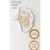 hobi dünyası evim ArmCuff Yapım Seti İnci Detaylı Arm Cuff 25 Adet Boncuk 2 mm ve 0.30 mm Gold Tel Kol Bilekliği Arm Cuff