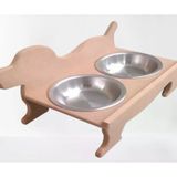 Hobi ERC 90370 Köpek Mama Ve Su Kabı Seti Ahşap HAM MDF Paslanmaz Tabak El Yapım