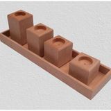 Hobi Erdl 90027 Dekoratif Model 90027 Dörtlü Mumluk Set Ahşap Ham Mdf El Yapımı
