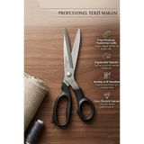 Hobi Goom Profesyonel Terzi Makası 9 İnç | Paslanmaz Çelik Kumaş, Kesim Ve Dikiş Makası Ergonomik Siyah Saplı