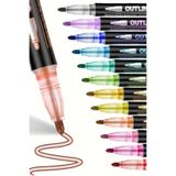 Hobi Goom Simli Metalik Outline Marker Kalem Seti-12 Adet | İki Renkli Kontur Efektli Yazı & Jel Kalemi