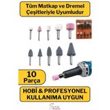 Hobi Gravür Dremel Taşlama Ucu Mini Metal Ahşap Oyma Seti Parlatma Çapak Alma 10 Parça Matkap Yumlu