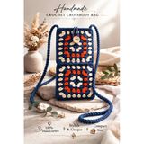 Hobi Kafe Turuncu Beyaz El Örgüsü Motifli Telefon Çantası