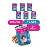 Hobi Maxicat Somonlu Yetişkin Kedi Konservesi 400 gr x 6 Adet - Omega Destekli, Tam ve Dengeli Mama