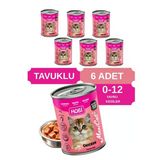 Hobi Maxicat Tavuklu Yavru Kedi Konservesi 400 gr x 6 Adet - Vitamin Destekli, Tam ve Dengeli Mama