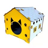 Hobi Renkli Ahşap Kedi Evi-Kırmızı Renk