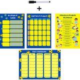Hobi Reyon Çocuklar Için Planlayıcı Set-Sarı Lacivert(Alışkanlık ve Sorumluluk Takibi, Haftalık,ders Programı)