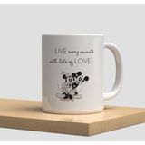 Hobi Shop Beyaz Kupa Bardak G21MICKEY Mouse Aşk Dostluk Arkadaşlık Sevgi - 300 cc