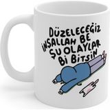 Hobi Shop Düzelicez Inşallah Baskılı Kahve Kupası - Beyaz - 300 cc