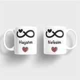 Hobi Shop Hayatım- Nefesim Sevgili Çift Kupa Seti - Antrasit - 300 cc