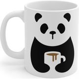 Hobi Shop Kahve Içen Panda Baskılı Kupa Bardak - Beyaz - 300 cc