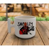 Hobi Shop Latte & Espresso El Yapımı Friends Smeely Cat T Kulp Kupa 200 ml - Beyaz - 300 cc