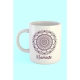 Hobi Shop Mandala Namaste Baskılı Kahve Kupası - Beyaz - 300 cc