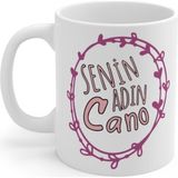 Hobi Shop Senin Adın Cano Tasarımlı Basklı Kahve Kupası - Beyaz - 300 cc