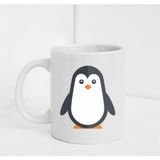 Hobi Shop Sevimli Penguen Figürlü Beyaz Baskılı Kupa - 300 cc