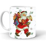 Hobi Shop Yılbaşı Noel Temalı Baskılı Seramik Beyaz Kupa - 300 cc