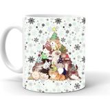 Hobi Shop Yılbası Noel Temalı Baskılı Seramik Beyaz Kupa - Antik Sarı - 300 cc