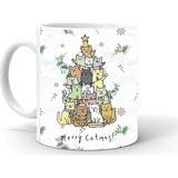 Hobi Shop Yılbası Noel Temalı Baskılı Seramik Beyaz Kupa - Şeffaf - 300 cc