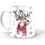 Hobi Shop Yılbası Noel Temalı Baskılı Seramik Beyaz Kupa - Silver - 300 cc