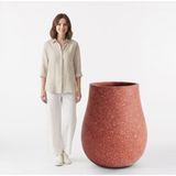 Hobi Tarım Büyük Beton Saksı 52x72x80cm - Kırmızı - Beyaz