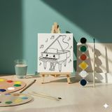 Hobi Universe Müzik Aşığı Çocuklar Için Eğitici ve Eğlenceli Sevimli Piyano Boyama Seti - Beyaz