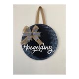 HOBİ55 Hoşgeldin Kapı Süsü Ahşap Kp-83 siyah 30 x 30