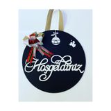 HOBİ55 Hoşgeldin Kapı Süsü Ahşap Yb-04 siyah 30 x 30