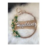 HOBİ55 Kapı Süsü Ahşap Hoşgeldiniz Kasnak naturel 10 x 32