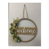 HOBİ55 Kapı Süsü Ahşap Welcome Kasnak naturel 10 x 32