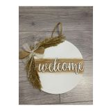 HOBİ55 Kapı Süsü - Dış Kapı Süsü Welcome Beyaz - Kapı Önü Aksesuarı Panapaslı-incili Beyaz 30 x 30