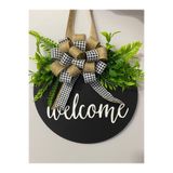 HOBİ55 Kapı Süsü Welcome Siyah Hediyelik Yapraklı Boş 57