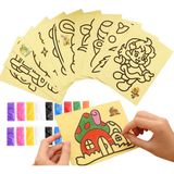 Hobialem 10 Adet Renkli Kum Boyama Seti Büyük Boy 28x20 cm Etkinlik Seti Çocuklar İçin