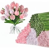 Hobialem 100 Adet 4'lü Şönil Set Pembe (25) Gül Kurusu (25) ,soft Pembe (25) Ordu Yeşili (25) Çiçek Tüylü Tel - Karışık-Çok Renkli
