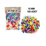 Hobialem 100 Adet, Ponpon, 10 mm Renkli Ponpon, Peluş Ponpon, Minik Ponpon