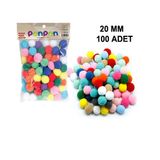 Hobialem 100 Adet, Ponpon, 20 mm Renkli Ponpon, Peluş Ponpon