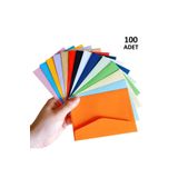 Hobialem 100 Adet, Renkli Zarf, 13x18 Cm, Büyük Boy, Renkli Zarflar, Karışık Renklerde, Mektup Zarfı