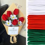 Hobialem 150 Adet Kırmızı, Beyaz, Koyu Yeşil Renkli Şönil , Çiçek Yapım Seti, Tüylü Tel, 30 Cm, Peluş Tel - Karışık-Çok Renkli