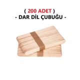 Hobialem (200 Adet) Ahşap Büyük Dar Dil Çubuğu Abeslang Dondurma Dil Basma Ağda Çubuğu Natural
