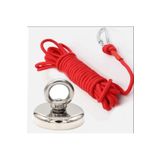 Hobialem 36mm Çap Güçlü Halkalı Neodyum Pot Mıknatıs Kanca Kurtarma Mıknatısı Fishing Magnet + 15 M Halat